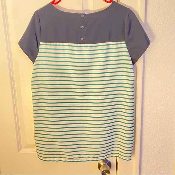 GAP, navy with white and green stripes blouse, size M. - Picture 2 of 5